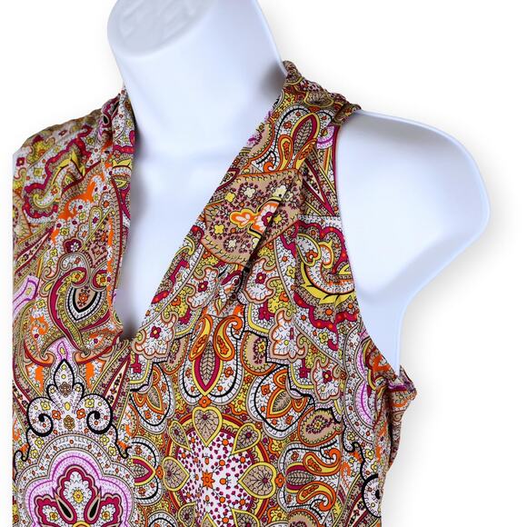 Philanthropy Paisley Multi Color High Low Hem Sleeveless Top L - Picture 2 of 9